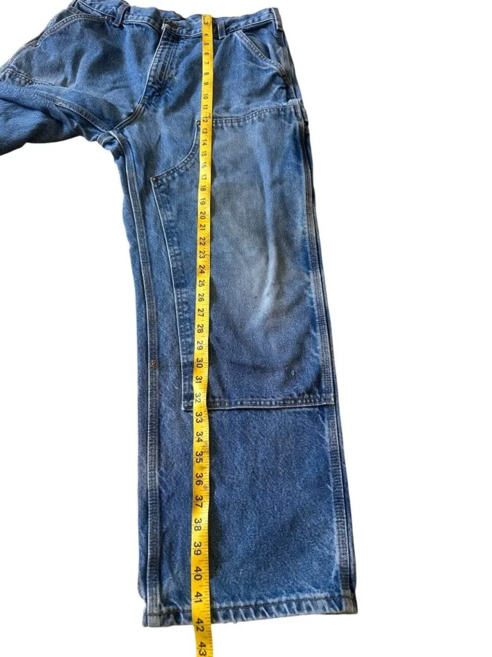 Vintage Carhartt B73 DST Denim Double Knee Pants Men 36x30 Cargo Carpenter Baggy